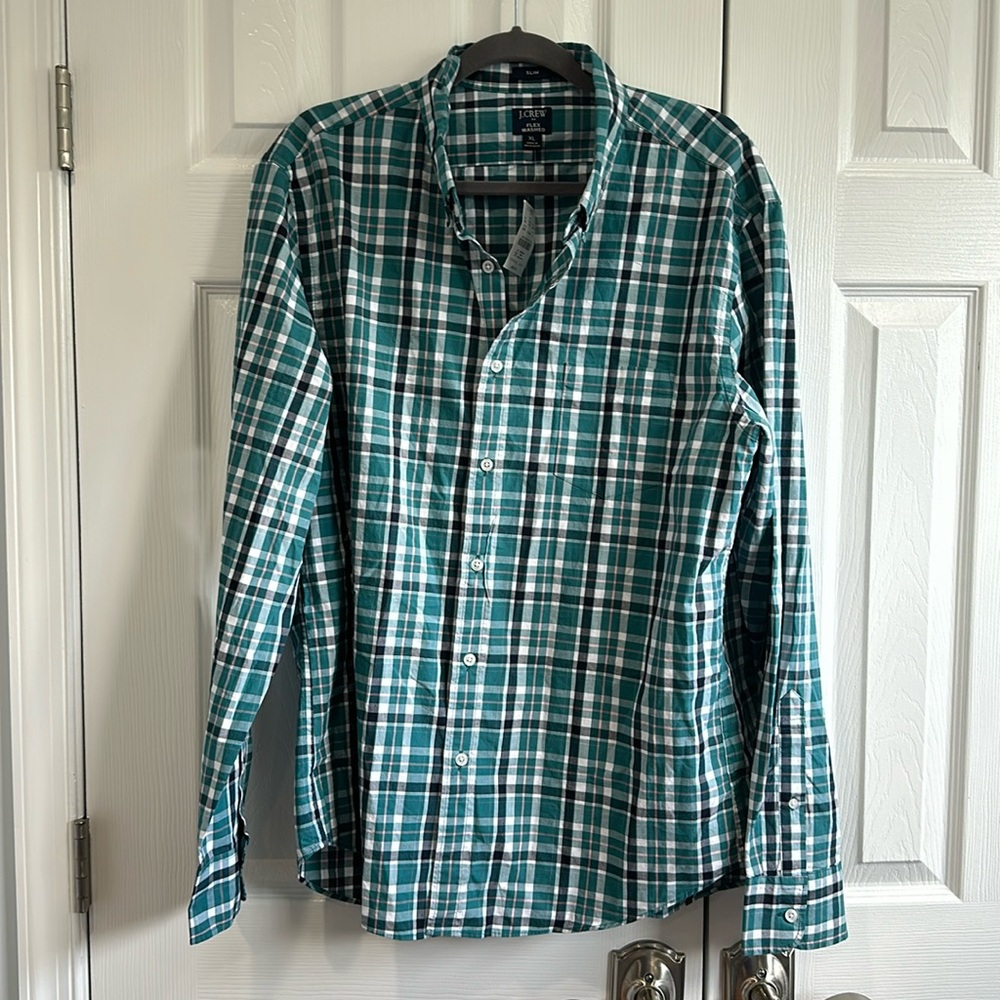 NWT Mens  J Crew Flex Washed Button Down Shirt - Size XL Slim